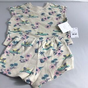 New Grayson Mini Cream Baby Outfit with Tropical Print 2T